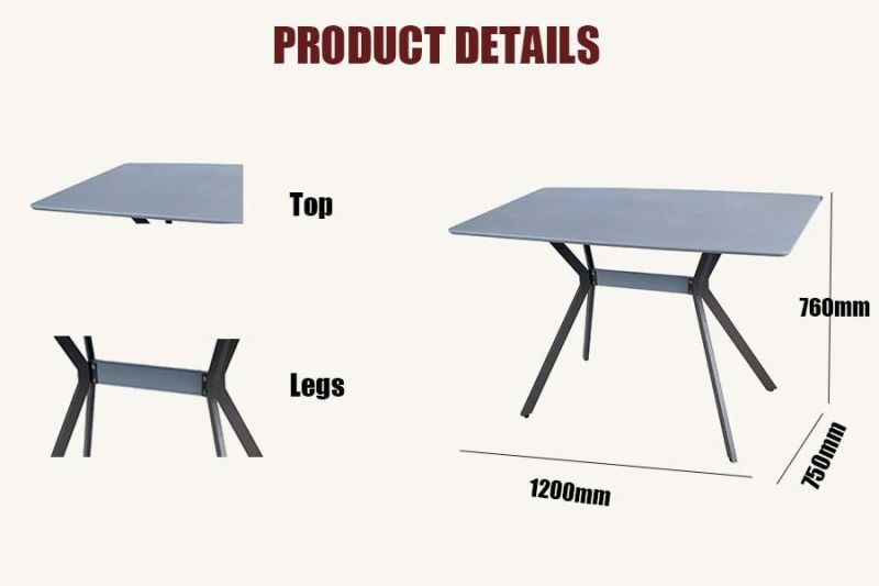 Modern Home Dining Restaurant Furniture MDF Powder Painting Steel Dining Table