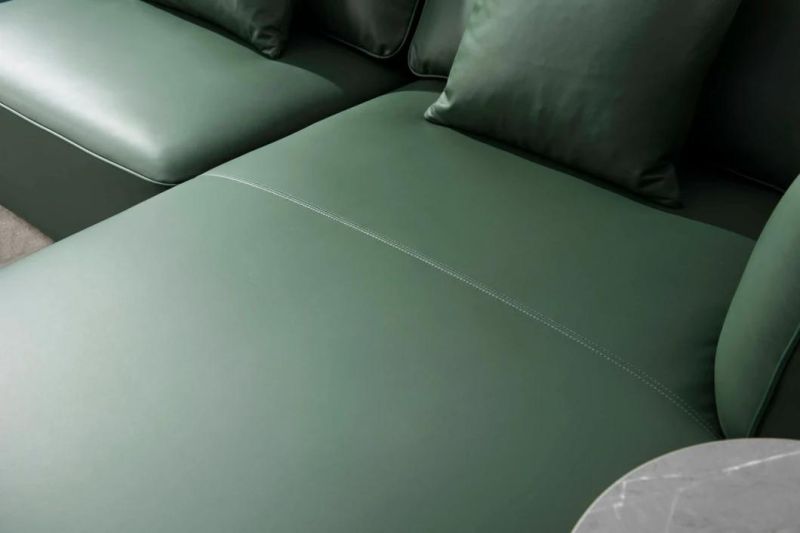 China Wholesale Factory Price Modern Home Furniture Sofa Green Leather Sofa GS9040