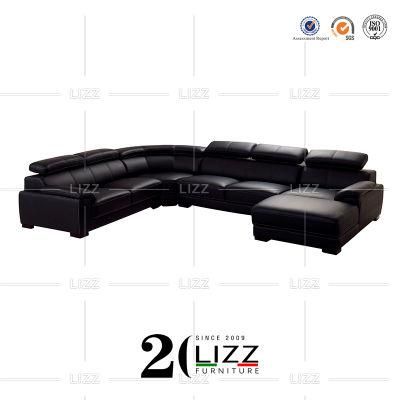 Modern Living Room Genuine Leather U Shape Corner Sofa for Home