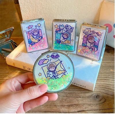 Custom Print Logo Cartoon Acrylic Pocket Mirror Mini Make up Hand Mirror for Makeup Small Vanity Mirror