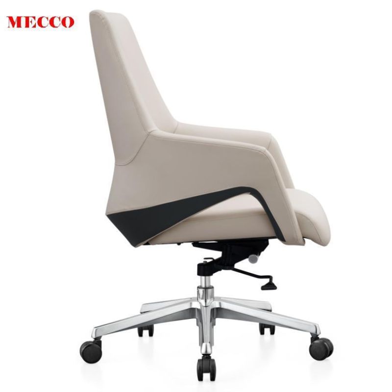 2022 Hot Sale MID Back Luxury Visitor Meeting Room Chair Genuine Leather Office Chair