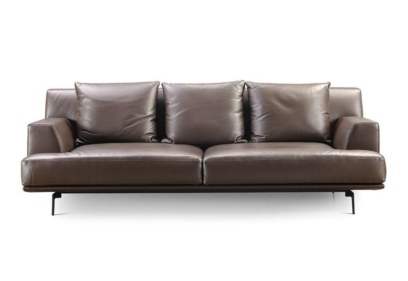 Popular Modern Living Room Furniture Metal Legs Genuine Leather Upholstered Sofa