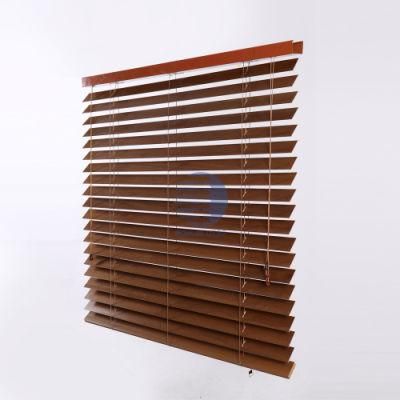 Type of Office Window Curtain 50mm Cordless Classic Wood Horizontal Window Venetian Blinds