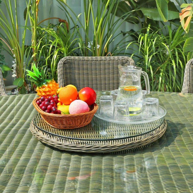 Factory Supply Modern Outdoor Aluminum Frame Rattan Dining Table and Chair Furniture Set for Home Garden Patio