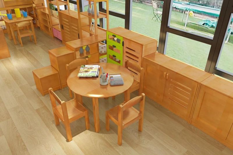 Wood Study Table, Kindergarten Table, Table Kid Wood Preschool Table, Round Table, Child Table Student Table, Classroom Table