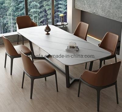 Modern Luxury Living Room Furniture Sets Metal Frame Marble Dining Table