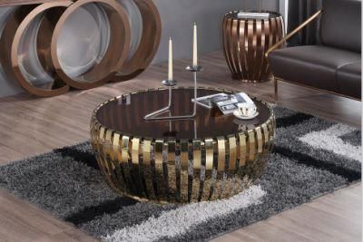 Living Room Furniture Rose Gold Coffee Table with Glass Top