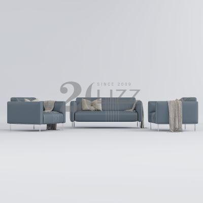 Latest Popular Design Sectional Modern Furniture Set Luxury Geniue Leather Sofa with Stainless Steel Legs