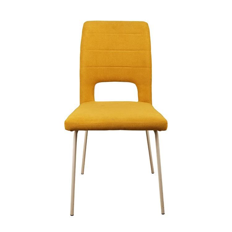 Hot Sale Home Furniture Modern Style Linen Chair Eco-Friendly Yellow Fabric Dining Chair