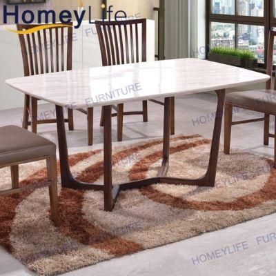 Mininalist Marble Top Ash Wood Base Restaurant Dining Table Furniture