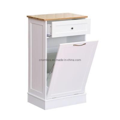 Modern White Wooden Corner Storage Cabinet Bedside Table Drawers Trash Dustbin Waste Bins for Living Room / Bedroom / Kitchen