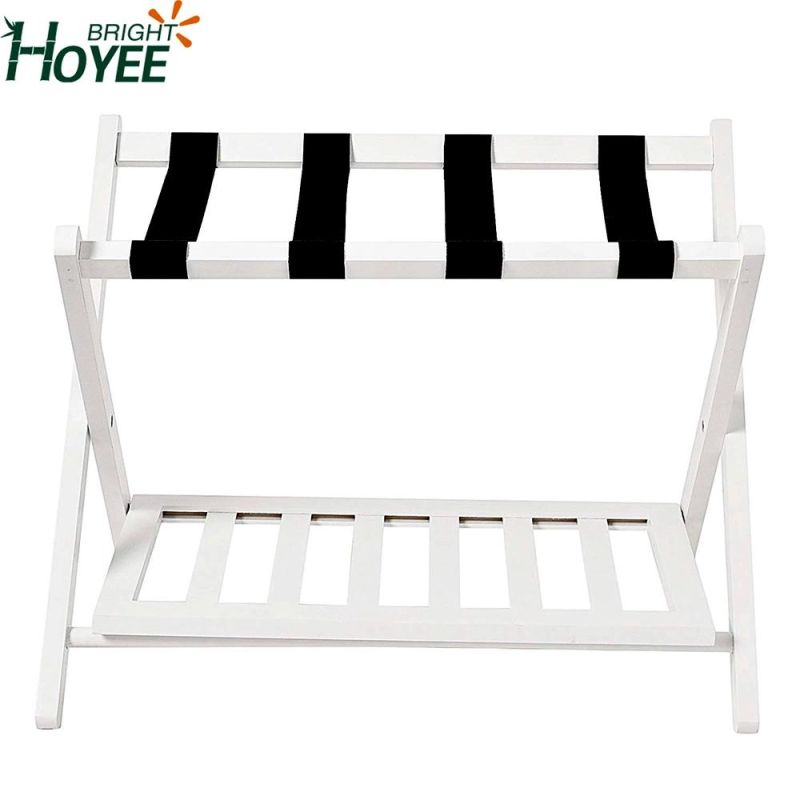 Wall Saver Wood Folding Luggage Rack with Shelf (WhiteWall Saver)