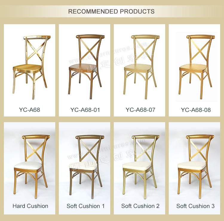 Yc-A68-10 Hot Selling 2019 Stackable Cross Back Gold Wedding Chair