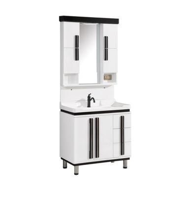 Small Corner Modern Hotel PVC Floating Vanity Bathroom Sink Cabinets Vanity with Wash Basin