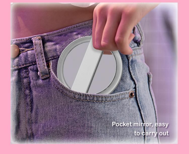 Mini Mirror Pocket LED Mirror with 10X Magnifying Glass Gift Mirror