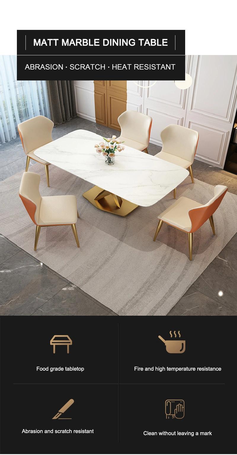 Modern Home Dining Furniture Metal Frame Marble Dinner Table