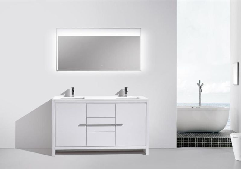 60 Inch American MDF Bathroom Cabinet with Ceramic Basin