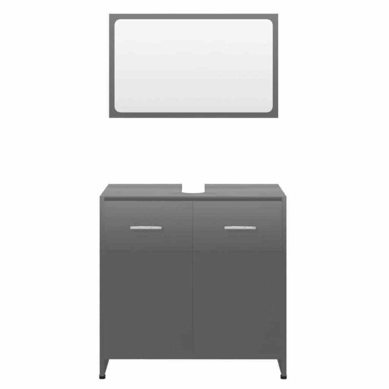 Bathroom Furniture Set High Gloss Grey Chipboard Vanity Unit