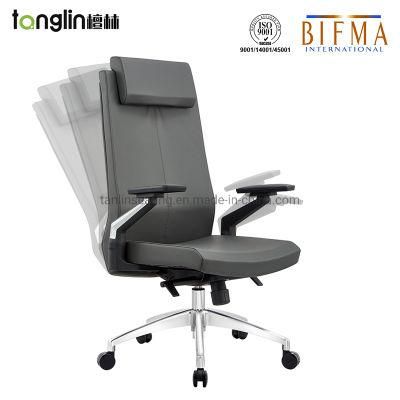 Adjustable Executive Office Chair High Back PU Leather Style Furniture