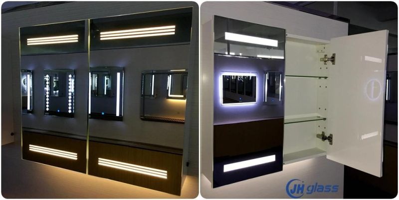 Hotel Decoration Wall Mounted Illuminated Medicine Cabinet LED Lighted MDF Anti-Fog Mirror Cabinet