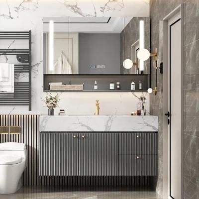 Made in China Modern Style Hot Selling Bathroom Furniture Vanities with Rock Plate Sink