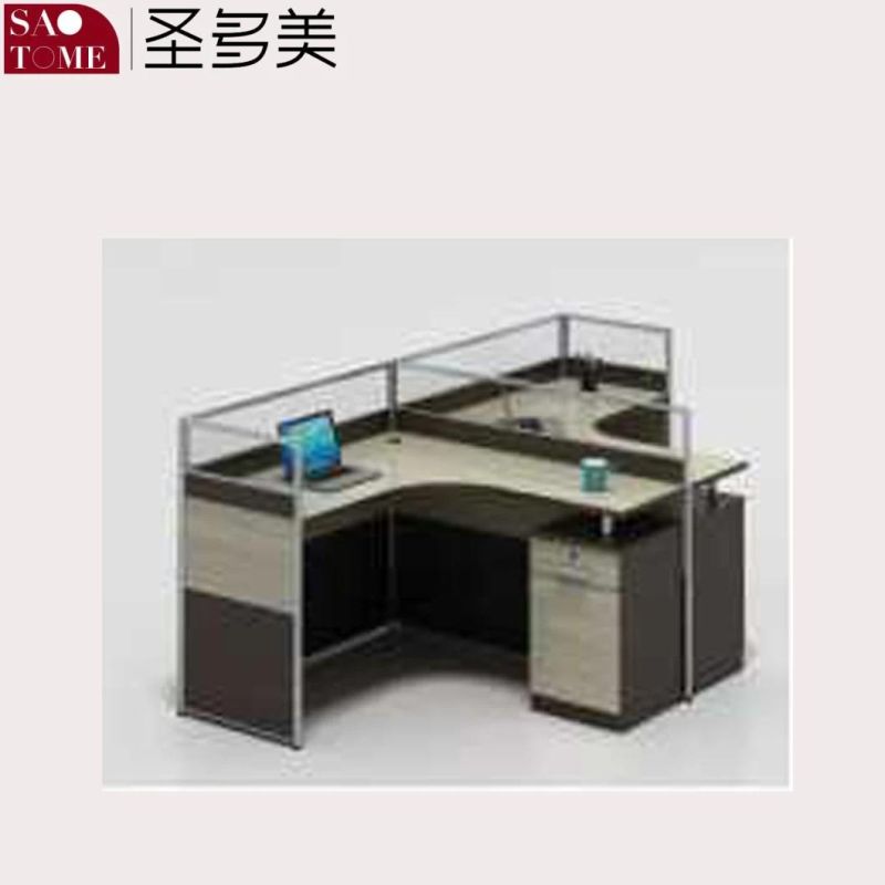 Modern Office Furniture Office Four-Person Desk with 4 Fixed Cabinets