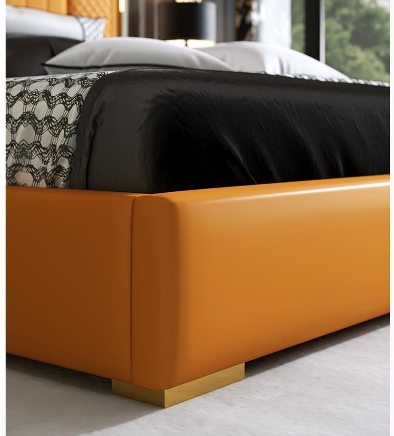 Modern Orange High-Grade Leather Sofa Bed Furniture