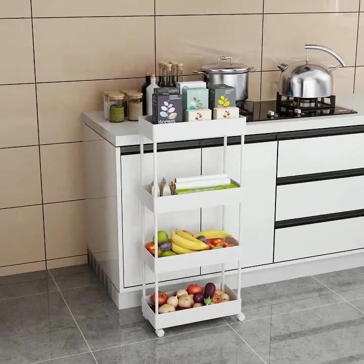 5 Tiers Plastic Storage Cart Organizer Bathroom Kitchen Drainer Storage Trolley with Basket with ABS Plastic Basket