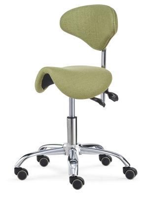 Swivel Rolling Adjustable Saddle Seat Stool Office Chair with Back Support