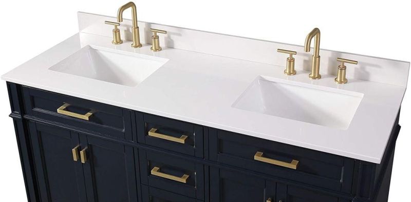 60" Durand Contemporary Modern Navy Blue Double Sink Bathroom Vanity