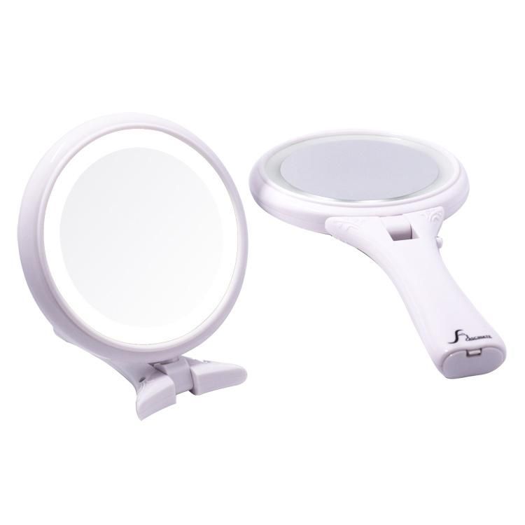 New Design Foldable Handheld Makeup Pocket Hand Mirror with LED Light