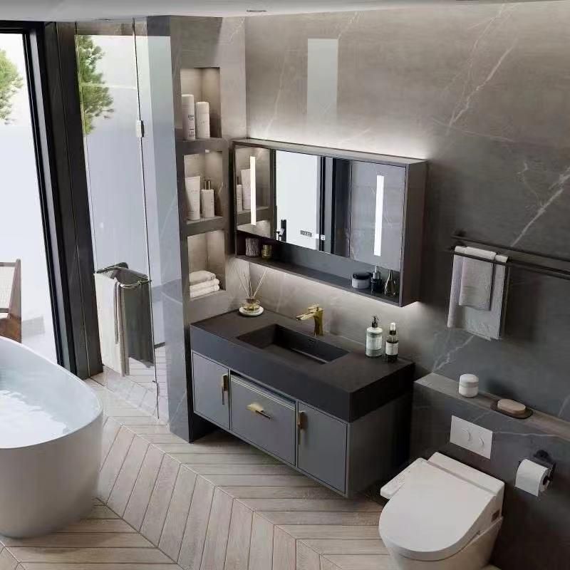 Light Luxury Modern Rock Plate Bathroom Vanity Simple Bathroom Intelligent Mirror