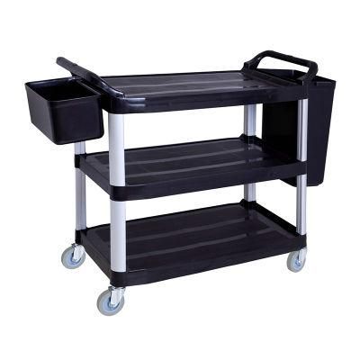 Commercial Hotel Restaurant Dining Hand 3 Tier Shelf Plastic Utility Cart Service Trolley for Kitchen