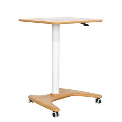 Gas Lifting Wooden Movable Height Adjustable Tripod Standing Desk with Desktop