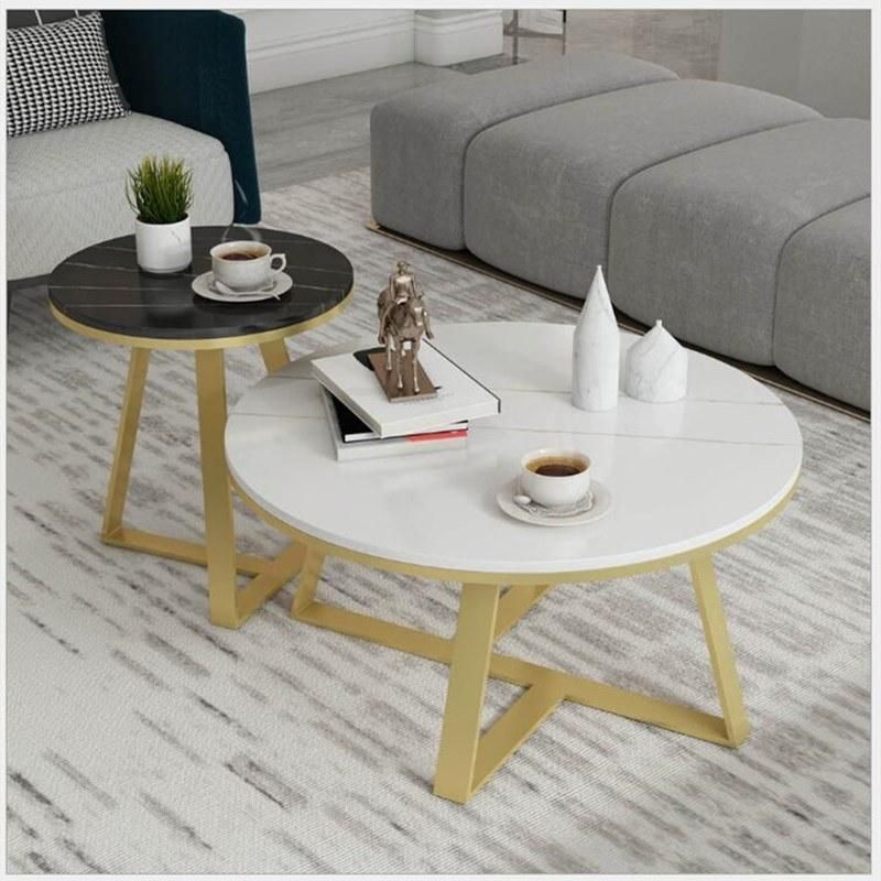 Nordic Rock Slab Marble Coffee Table Modern Minimalist Living Room Round Coffee Table