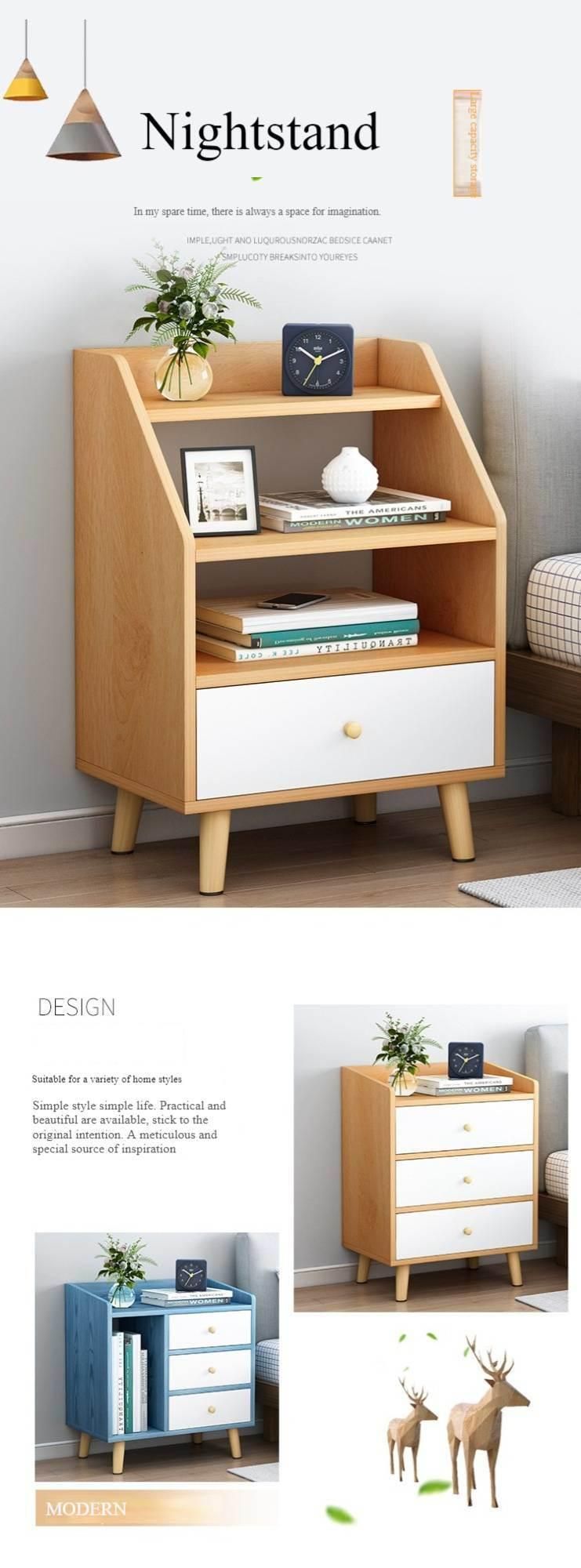 Bedside Cabinet with Drawers Modern Nordic Nightstand for Small Space