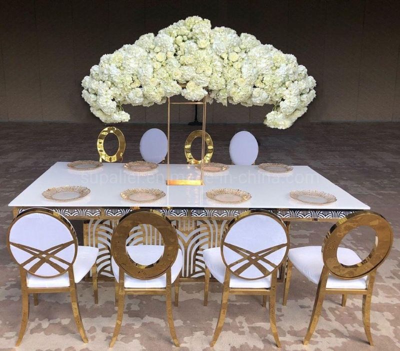 Wholesale Middle East Wedding Banquet Gold Flower Back Dining Chair