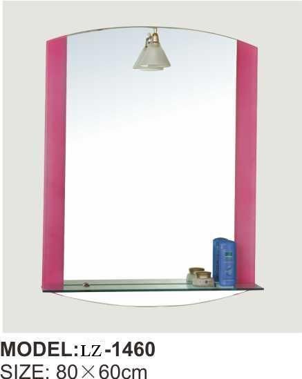 Blue Border Retro Square Makeup Bathroom Mirror with Shelf Bathroom Mirror