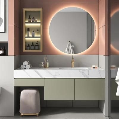 Modern Hot Selling Wall Mounted Solid Wood Cabinet Quartz Table Top Bathroom Vanity From China Suppliers with LED Mirror