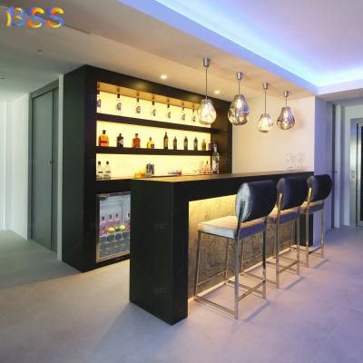 LED Light Black Marble Home Bar Counter for Sale