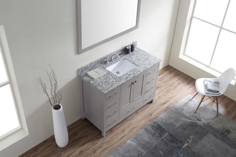 High Grade Grey Single Sink Solid Wood Bathroom Cabinet