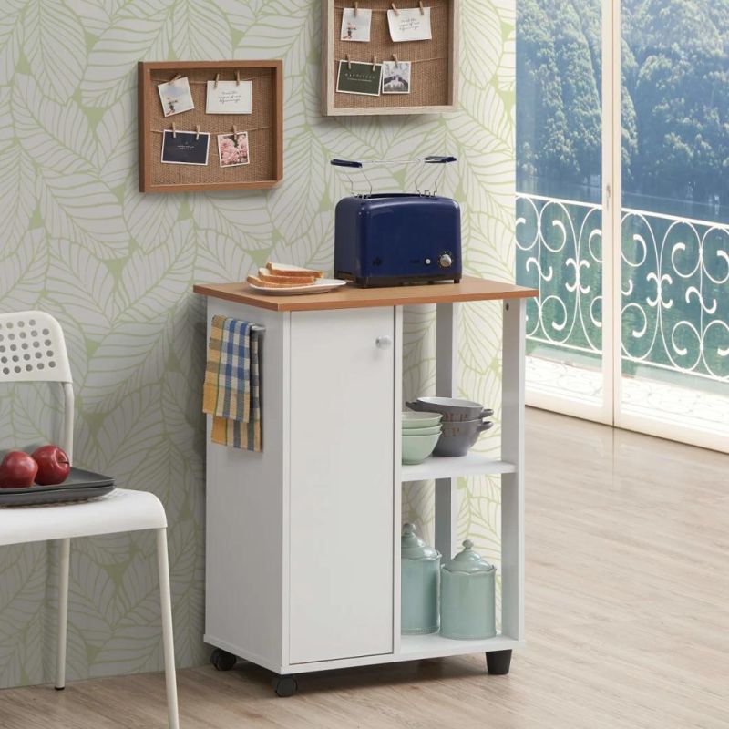 Open Shelves and Cupboard Space Kitchen Shopping Cart