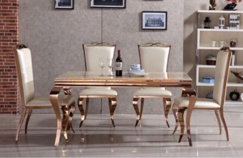 Chinese Furniture Modern Style Dining Table Living Room Stainless Steel Modern Furniture with Marble Top for Home Hotel Restaurant Tables