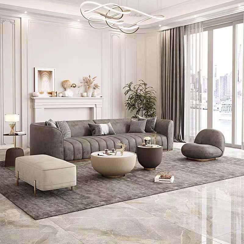 High End Italian Style Soft White Living Room Furniture Sofa Set Modern Comfortable Home Furniture Fabric L Shape Sofa