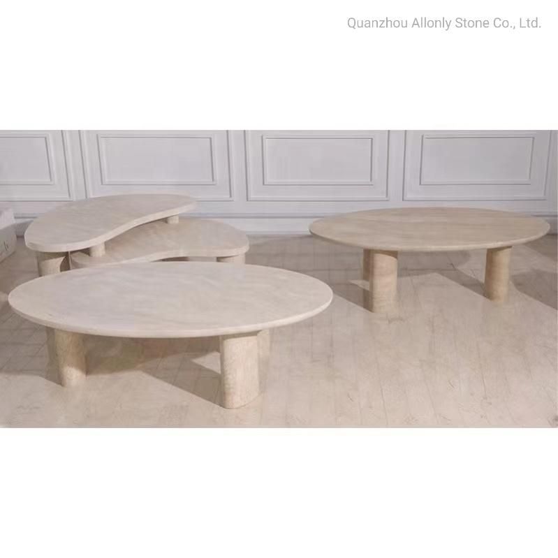 Luxury Modern Design Tea Top Center Square Travertine Coffee Table