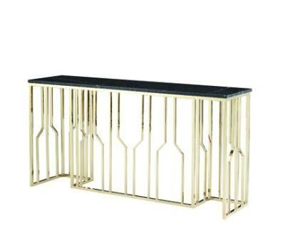 Arriana Marble Console Table with Stainless Steel Base