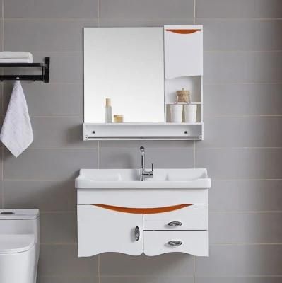 White Wall Mounted LED Mirror PVC Bathroom Cabinet