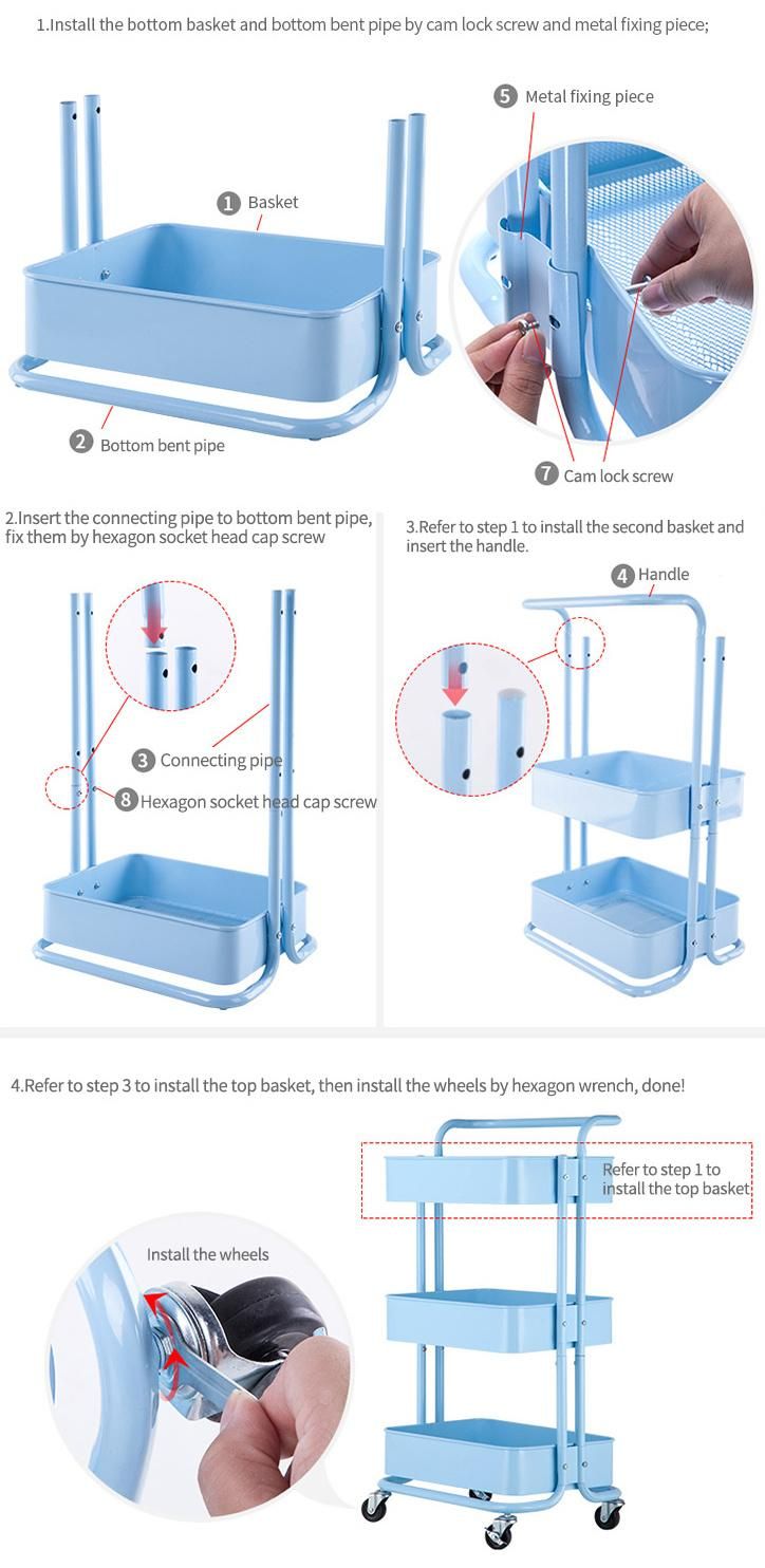 Hot Sale Best Quality Kitchen Rack Trolley Storage Shelf Trolley Cart Rack Storage Rack Trolley Cart