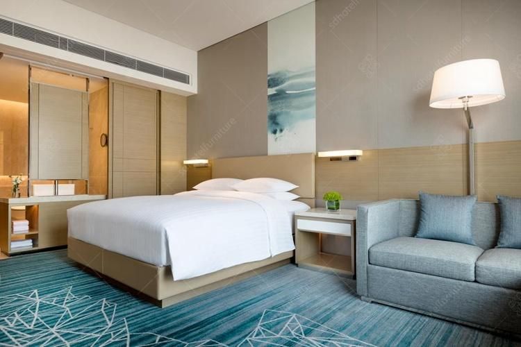 Modern Covered with PU Leather Hotel Room Furniture Package