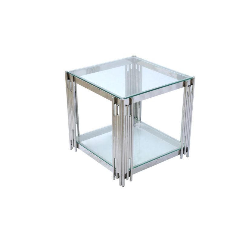 Home Living Room Furniture Tempered Glass Stainless Steel Frame Console Table Hallway Table Nightstand Table